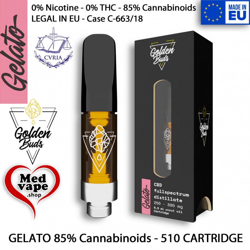 GELATO 85% CANNABINOIDS 510 CARTRIDGE - GOLDEN BUDS MEDVAPE