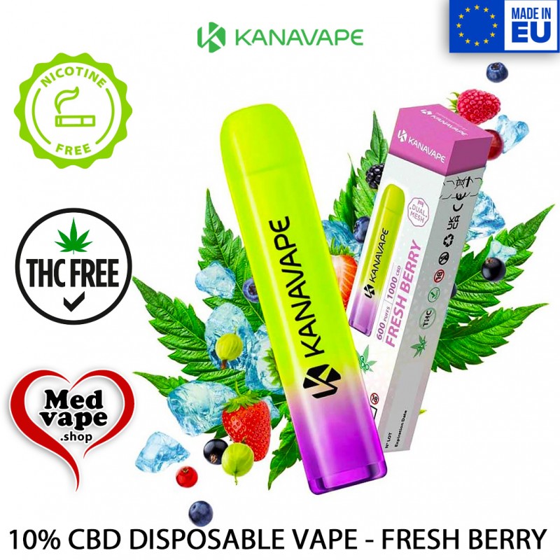 10% CBD VAPE FRESH BERRY DISPOSABLE - KANAVAPE MEDVAPE